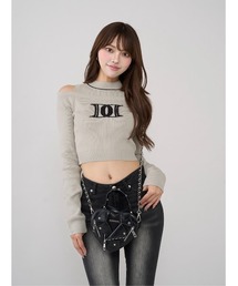 レイヤードライクロゴニットトップス