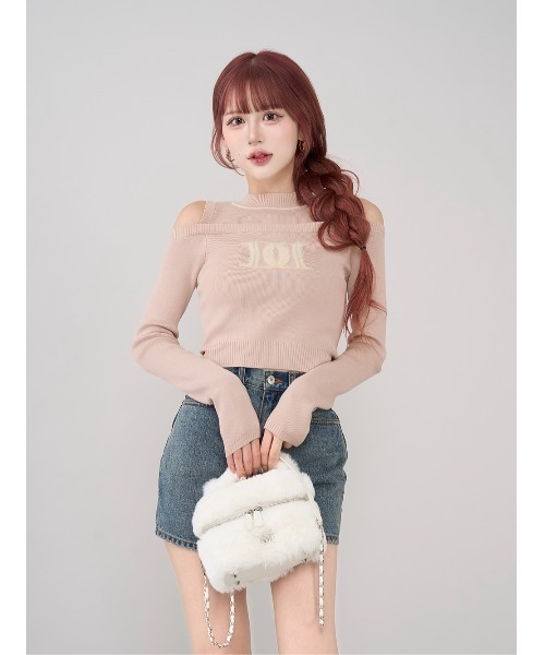 新品タグ付き ダーリッチ レイヤードライクロゴニットトップス グレー ダーリッチ Darich レイヤードライクロゴニットトップス