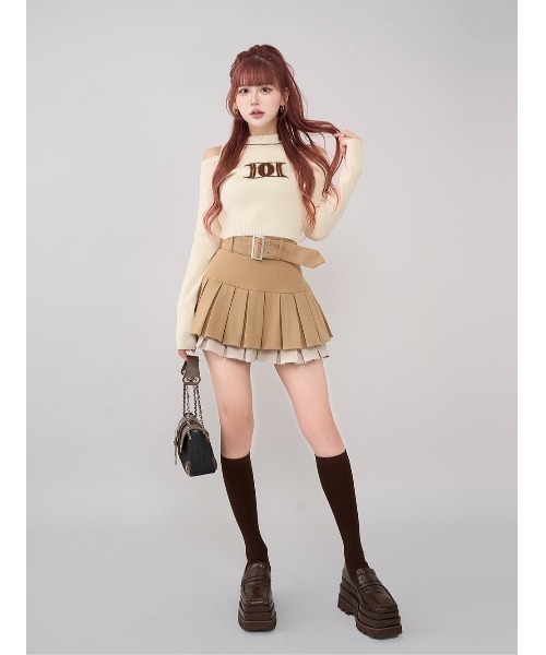 新品タグ付き ダーリッチ レイヤードライクロゴニットトップス グレー ダーリッチ Darich レイヤードライクロゴニットトップス