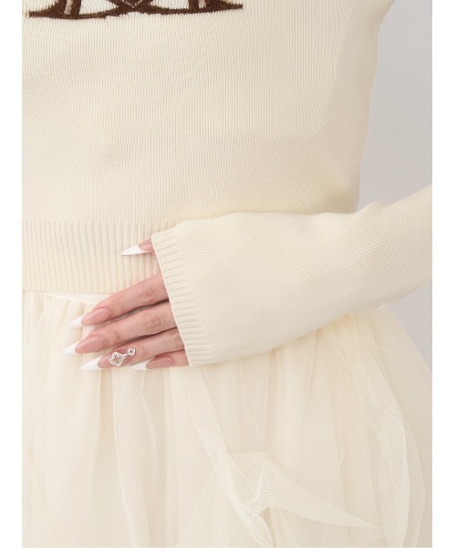 レイヤードライクロゴニットトップス（ニット/セーター）｜Darich