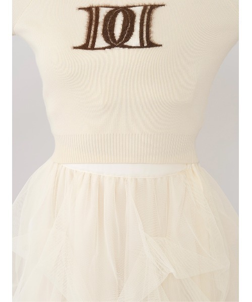 Darich♡レイヤードライクロゴニットトップス　GRY レイヤードライクロゴニットトップス（ニット/セーター