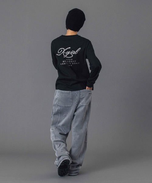 X-girl(エックスガール)の「RHINESTONE COMBINATION LOGO L/S TEE(Tシャツ/カットソー・レディース・ブラック/ホワイト・S/M/L)」の6枚目の写真