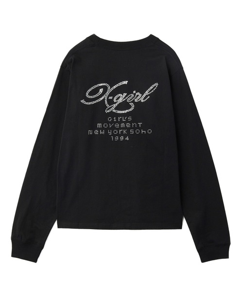 X-girl(エックスガール)の「RHINESTONE COMBINATION LOGO L/S TEE(Tシャツ/カットソー・レディース・ブラック/ホワイト・S/M/L)」の8枚目の写真