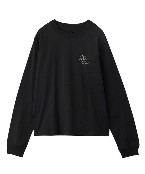 X-girl(エックスガール)の「RHINESTONE COMBINATION LOGO L/S TEE(Tシャツ/カットソー・レディース・ブラック/ホワイト・S/M/L)」の9枚目の写真