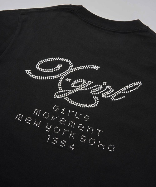 X-girl(エックスガール)の「RHINESTONE COMBINATION LOGO L/S TEE(Tシャツ/カットソー・レディース・ブラック/ホワイト・S/M/L)」の13枚目の写真