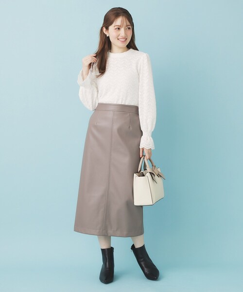 セール】フェザーレースハイネックキャンディトップス【洗濯機OK】（T