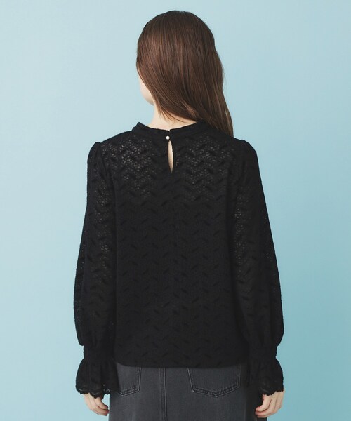 index(インデックス)の「フェザーレースハイネックキャンディトップス【洗濯機OK】(Tシャツ/カットソー・レディース・ブラック/オフホワイト・00)」の13枚目の写真
