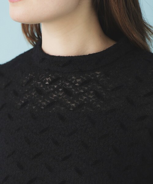 index(インデックス)の「フェザーレースハイネックキャンディトップス【洗濯機OK】(Tシャツ/カットソー・レディース・ブラック/オフホワイト・00)」の14枚目の写真