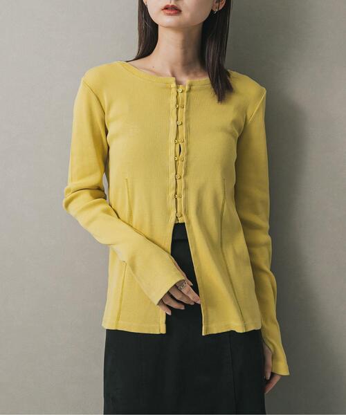 SENSE OF PLACE by URBAN RESEARCH（センスオブプレイスバイアーバンリサーチ）の「フロントボタンリブトップ（Tシャツ/カットソー・レディース・チャコールグレー/ブラウン/イエロー・ONE）」の3枚目の写真