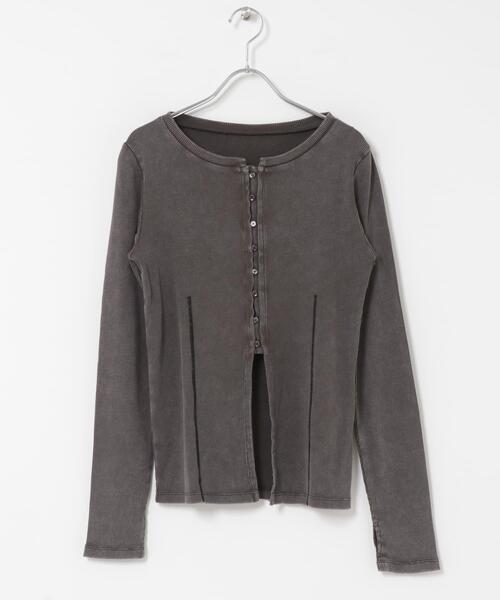 SENSE OF PLACE by URBAN RESEARCH（センスオブプレイスバイアーバンリサーチ）の「フロントボタンリブトップ（Tシャツ/カットソー・レディース・チャコールグレー/ブラウン/イエロー・ONE）」の9枚目の写真