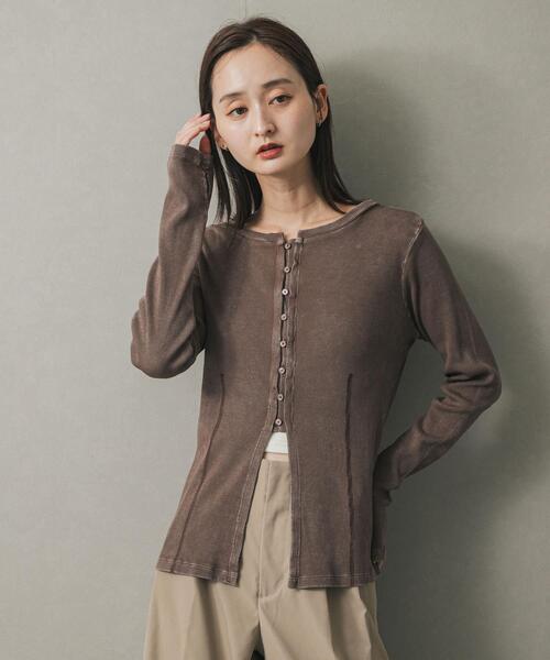 SENSE OF PLACE by URBAN RESEARCH（センスオブプレイスバイアーバンリサーチ）の「フロントボタンリブトップ（Tシャツ/カットソー・レディース・チャコールグレー/ブラウン/イエロー・ONE）」の11枚目の写真