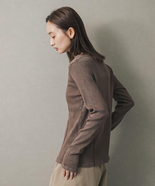 SENSE OF PLACE by URBAN RESEARCH（センスオブプレイスバイアーバンリサーチ）の「フロントボタンリブトップ（Tシャツ/カットソー・レディース・チャコールグレー/ブラウン/イエロー・ONE）」の12枚目の写真