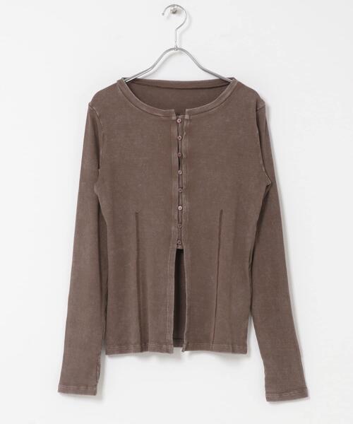 SENSE OF PLACE by URBAN RESEARCH（センスオブプレイスバイアーバンリサーチ）の「フロントボタンリブトップ（Tシャツ/カットソー・レディース・チャコールグレー/ブラウン/イエロー・ONE）」の15枚目の写真