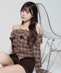 Off-the-shoulder Ruffle Cardigan / オフショルダーフリルカーディガン