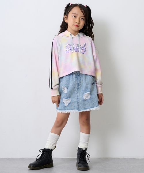 X-girl Stages（エックスガールステージス）の「肩ラインロゴプリントパーカー（パーカー・キッズ・ブラック/ピンク/カラフル・140cm/90cm/100cm/130cm/120cm/110cm）」の12枚目の写真