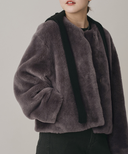 IENA（イエナ）の「ムートン ショートコート（ムートンコート・レディース・グレー・FREE）」の14枚目の写真