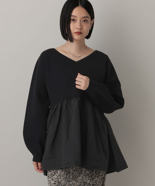 A part by（アパートバイ）の「ペプラムニットプルオーバー（ニット/セーター・レディース・ブラック/ホワイト系その他5/グレー系その他2・FREE）」の2枚目の写真