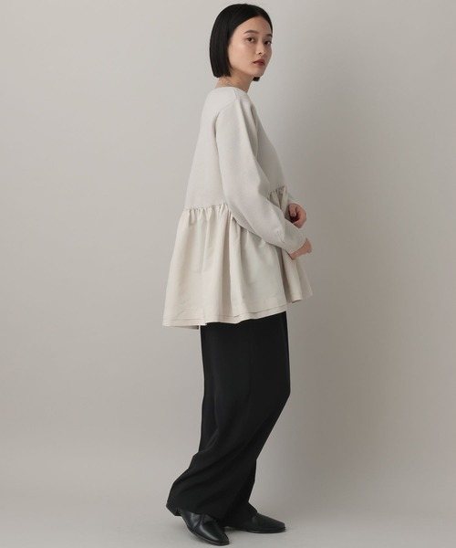 ma_sa　スラックス&ペプラムニット 襟付きペプラムニット ｜ レディース ニット ペプラムトップス 襟付き