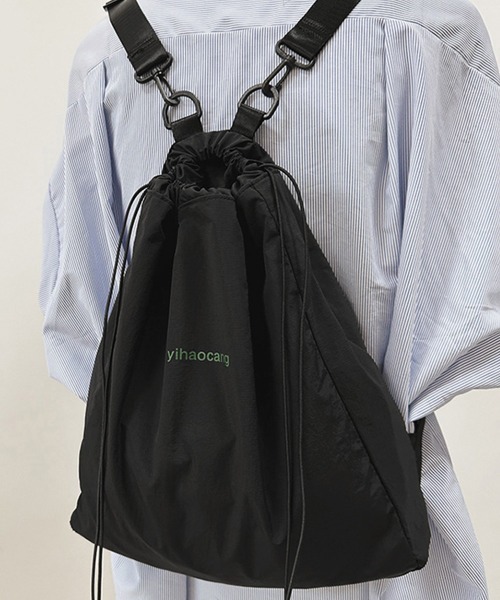Miniministore(ミニミニストア)の「ナップサック 巾着リュック ボディバッグ(バックパック/リュック・レディース・ライトグレー/ピンク/ブラック・FREE)」の8枚目の写真