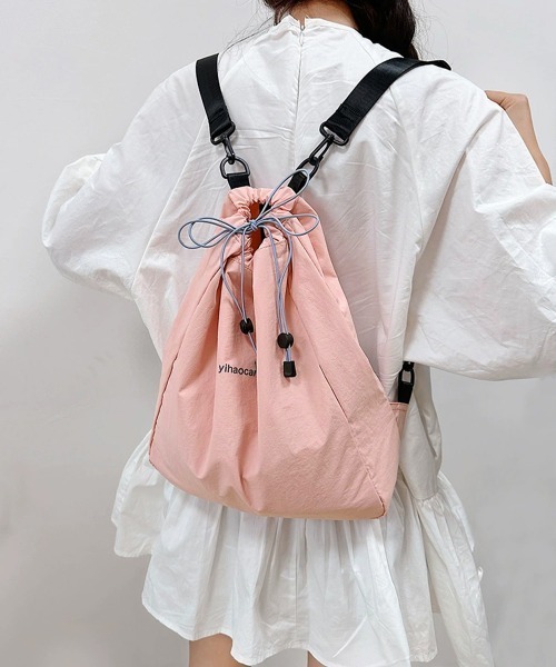 Miniministore(ミニミニストア)の「ナップサック 巾着リュック ボディバッグ(バックパック/リュック・レディース・ライトグレー/ピンク/ブラック・FREE)」の21枚目の写真