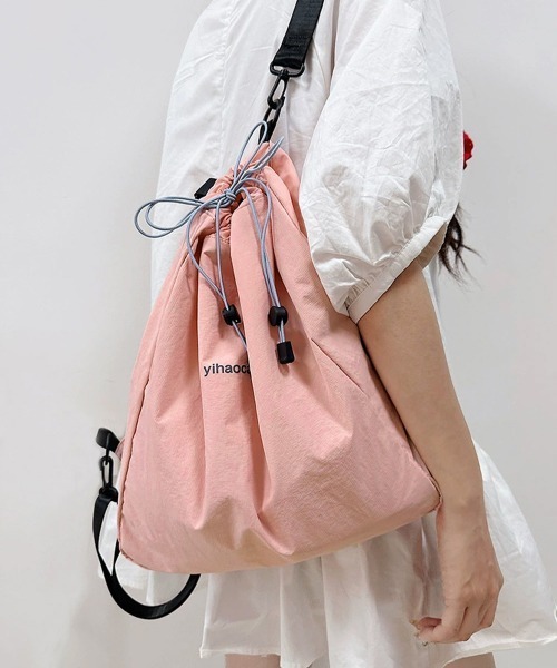Miniministore(ミニミニストア)の「ナップサック 巾着リュック ボディバッグ(バックパック/リュック・レディース・ライトグレー/ピンク/ブラック・FREE)」の20枚目の写真