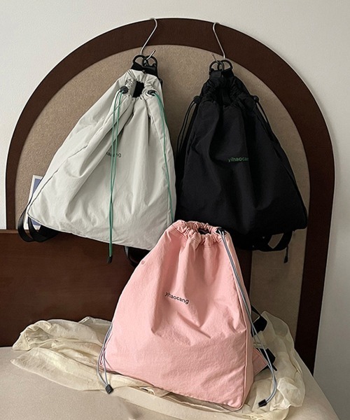 Miniministore(ミニミニストア)の「ナップサック 巾着リュック ボディバッグ(バックパック/リュック・レディース・ライトグレー/ピンク/ブラック・FREE)」の17枚目の写真