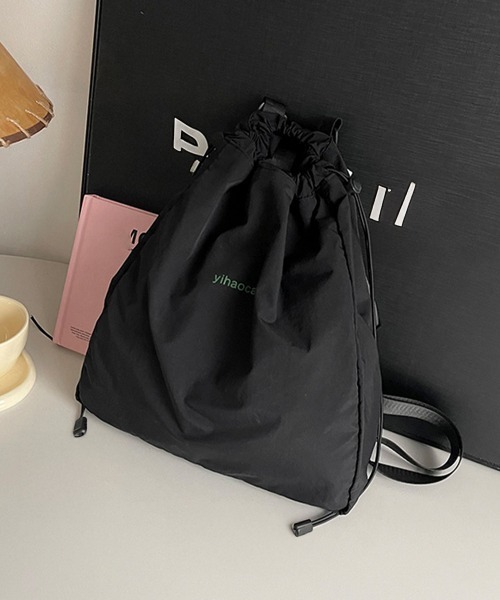 Miniministore(ミニミニストア)の「ナップサック 巾着リュック ボディバッグ(バックパック/リュック・レディース・ライトグレー/ピンク/ブラック・FREE)」の16枚目の写真