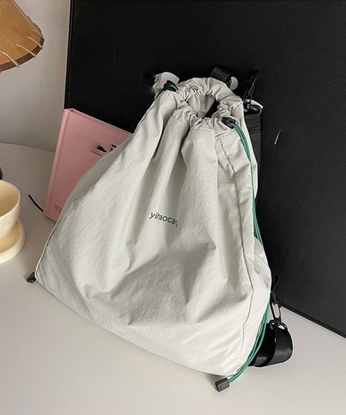 Miniministore(ミニミニストア)の「ナップサック 巾着リュック ボディバッグ(バックパック/リュック・レディース・ライトグレー/ピンク/ブラック・FREE)」の15枚目の写真