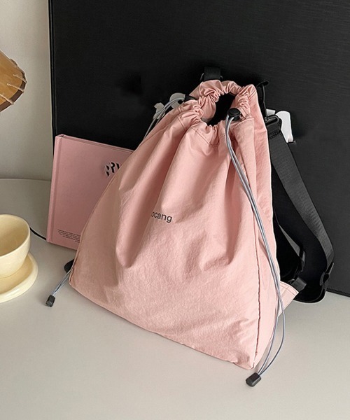 Miniministore(ミニミニストア)の「ナップサック 巾着リュック ボディバッグ(バックパック/リュック・レディース・ライトグレー/ピンク/ブラック・FREE)」の14枚目の写真