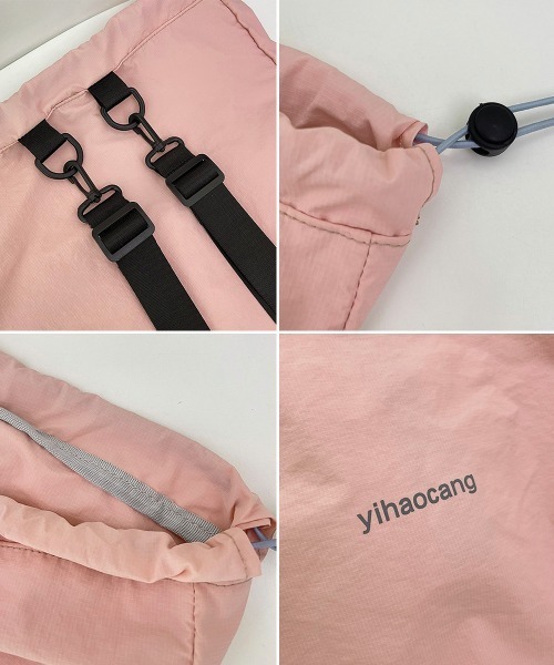 Miniministore(ミニミニストア)の「ナップサック 巾着リュック ボディバッグ(バックパック/リュック・レディース・ライトグレー/ピンク/ブラック・FREE)」の12枚目の写真