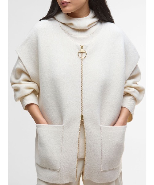 Barbour（バブアー）の「Marthaジップアップ ニットベスト（レディース）（ニット/セーター・レディース・ベージュ/ホワイト・MEDIUM/SMALL）」の6枚目の写真