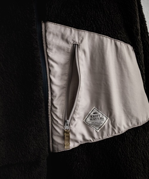 KRIFF MAYER(クリフメイヤー)の「KRIFF MAYER クリフメイヤー 2WAY リバーシブルひっくりスタンドネックボアジャケット/ロゴ刺繍入りボアブルゾン 2514404(ブルゾン・メンズ・ブラック/その他/マルチ/オリーブ/ベージュ/その他1・M/L/XL)」の18枚目の写真