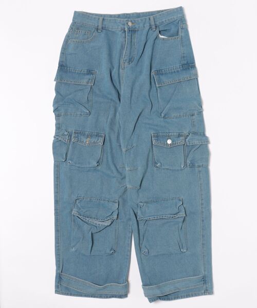 NO WAY(ノーウェイ)の「/マルチポケット バギーカーゴデニムパンツ/(デニムパンツ・メンズ・ブルー・LARGE/MEDIUM)」の1枚目の写真