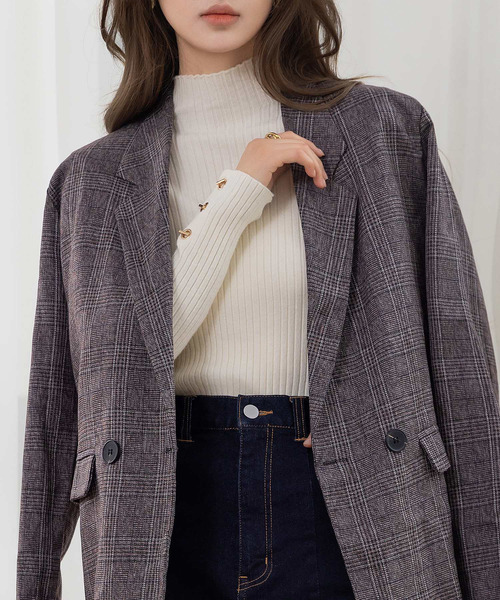 DAY CLOSET(デイ クローゼット)の「レディース 長袖ハイネックマンテルリブニットトップス(ニット/セーター・レディース・ピンク系その他/ホワイト/アイボリー/ブラック・FREE)」の2枚目の写真