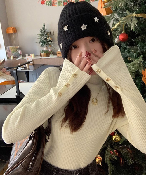 DAY CLOSET(デイ クローゼット)の「レディース 長袖ハイネックマンテルリブニットトップス(ニット/セーター・レディース・ピンク系その他/ホワイト/アイボリー/ブラック・FREE)」の12枚目の写真