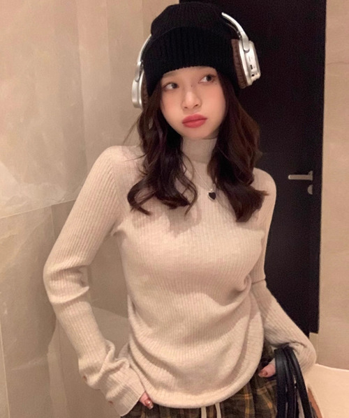 DAY CLOSET(デイ クローゼット)の「レディース 長袖ハイネックマンテルリブニットトップス(ニット/セーター・レディース・ピンク系その他/ホワイト/アイボリー/ブラック・FREE)」の19枚目の写真