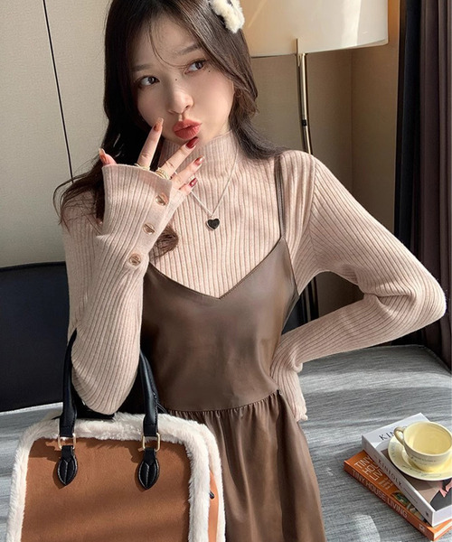 DAY CLOSET(デイ クローゼット)の「レディース 長袖ハイネックマンテルリブニットトップス(ニット/セーター・レディース・ピンク系その他/ホワイト/アイボリー/ブラック・FREE)」の21枚目の写真