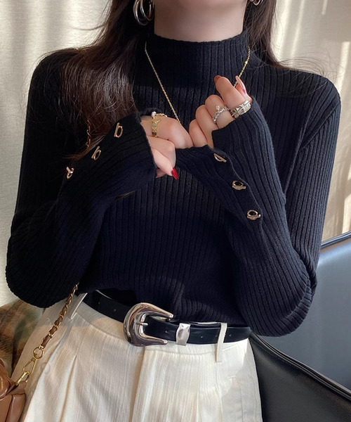 DAY CLOSET(デイ クローゼット)の「レディース 長袖ハイネックマンテルリブニットトップス(ニット/セーター・レディース・ピンク系その他/ホワイト/アイボリー/ブラック・FREE)」の14枚目の写真