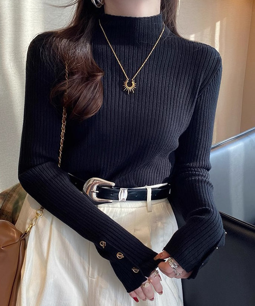 DAY CLOSET(デイ クローゼット)の「レディース 長袖ハイネックマンテルリブニットトップス(ニット/セーター・レディース・ピンク系その他/ホワイト/アイボリー/ブラック・FREE)」の15枚目の写真