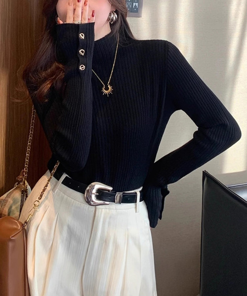 DAY CLOSET(デイ クローゼット)の「レディース 長袖ハイネックマンテルリブニットトップス(ニット/セーター・レディース・ピンク系その他/ホワイト/アイボリー/ブラック・FREE)」の17枚目の写真