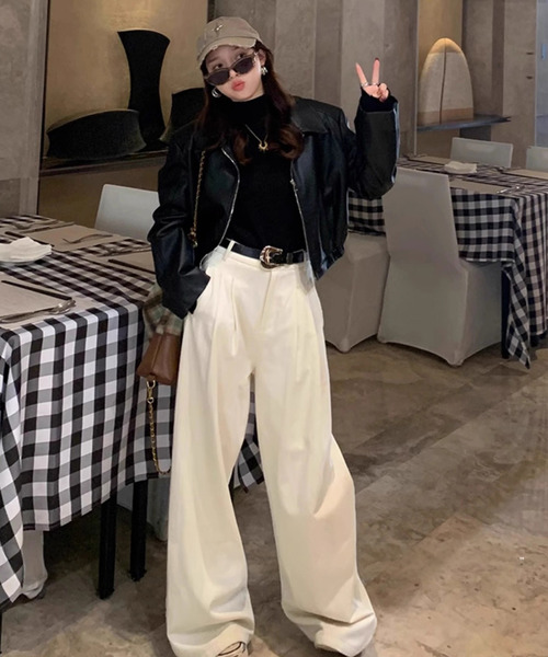 DAY CLOSET(デイ クローゼット)の「レディース 長袖ハイネックマンテルリブニットトップス(ニット/セーター・レディース・ピンク系その他/ホワイト/アイボリー/ブラック・FREE)」の18枚目の写真