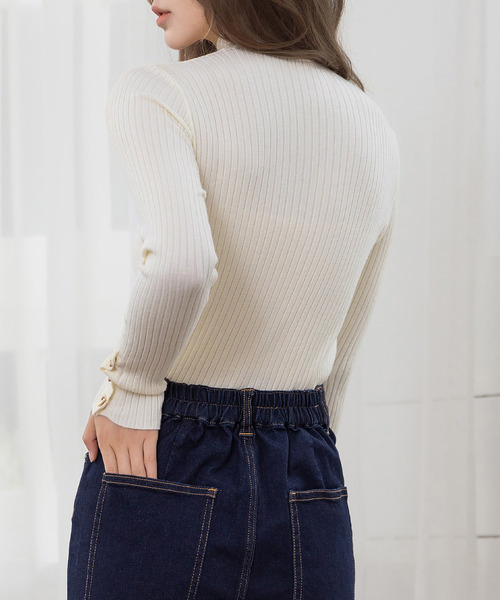 DAY CLOSET(デイ クローゼット)の「レディース 長袖ハイネックマンテルリブニットトップス(ニット/セーター・レディース・ピンク系その他/ホワイト/アイボリー/ブラック・FREE)」の7枚目の写真