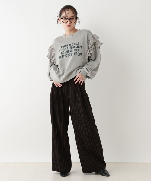 RAGEBLUE（レイジブルー）の「ヴィンテージライク/レースデザインスウェット（スウェット・レディース・ブラック/ライトグレー・FREE）」の3枚目の写真