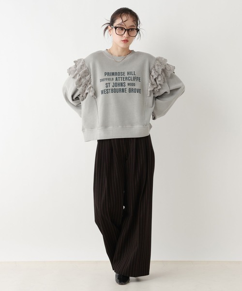 RAGEBLUE（レイジブルー）の「ヴィンテージライク/レースデザインスウェット（スウェット・レディース・ブラック/ライトグレー・FREE）」の4枚目の写真