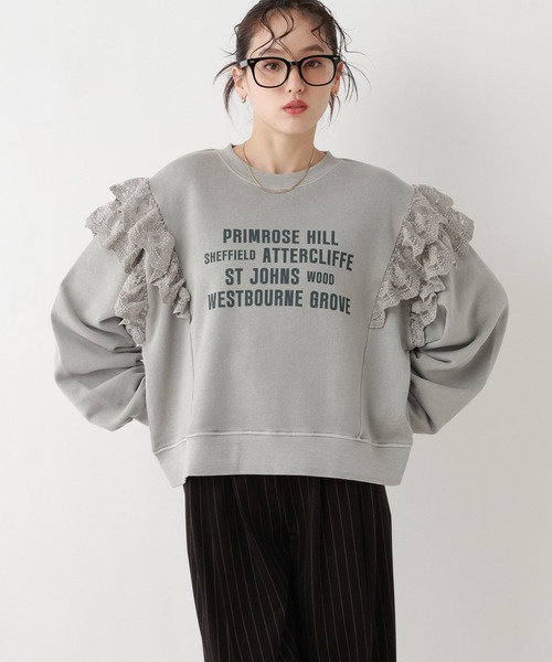 RAGEBLUE（レイジブルー）の「ヴィンテージライク/レースデザインスウェット（スウェット・レディース・ブラック/ライトグレー・FREE）」の5枚目の写真