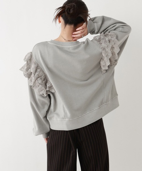 RAGEBLUE（レイジブルー）の「ヴィンテージライク/レースデザインスウェット（スウェット・レディース・ブラック/ライトグレー・FREE）」の6枚目の写真