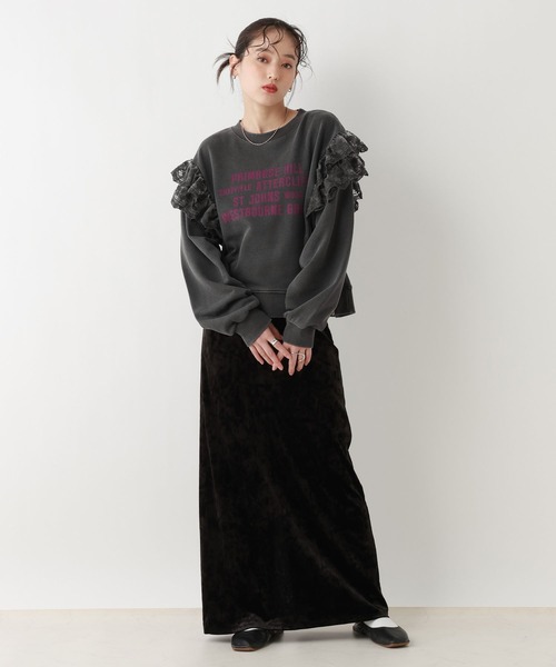 RAGEBLUE（レイジブルー）の「ヴィンテージライク/レースデザインスウェット（スウェット・レディース・ブラック/ライトグレー・FREE）」の7枚目の写真