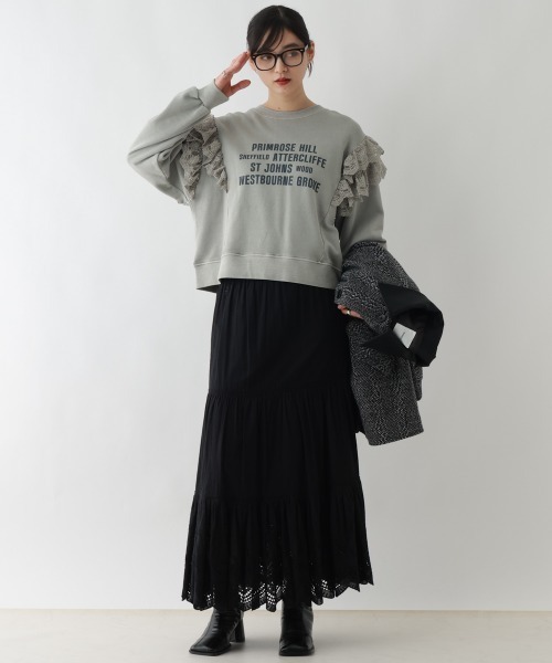 RAGEBLUE（レイジブルー）の「ヴィンテージライク/レースデザインスウェット（スウェット・レディース・ブラック/ライトグレー・FREE）」の22枚目の写真