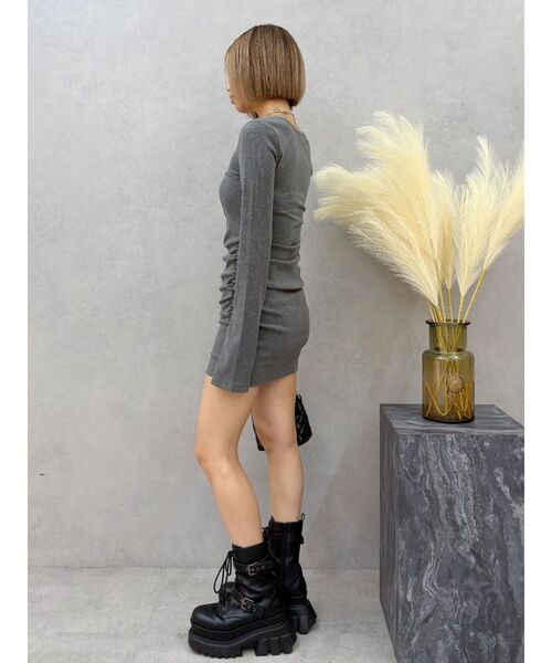 EVRIS（エヴリス）の「ヘンリーネックカットミニワンピース（ワンピース・レディース・グレー/ブラック/その他1・FREE）」の16枚目の写真