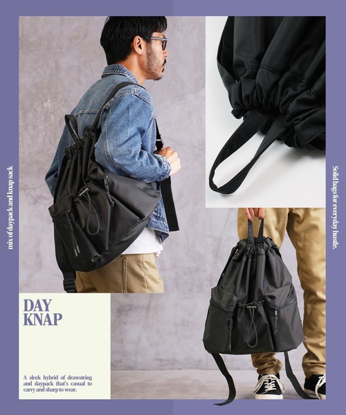 jiggys shop(ジギーズショップ)の「撥水加工 ナップサック バックパック(バックパック/リュック・メンズ・ブラック・FREE)」の10枚目の写真